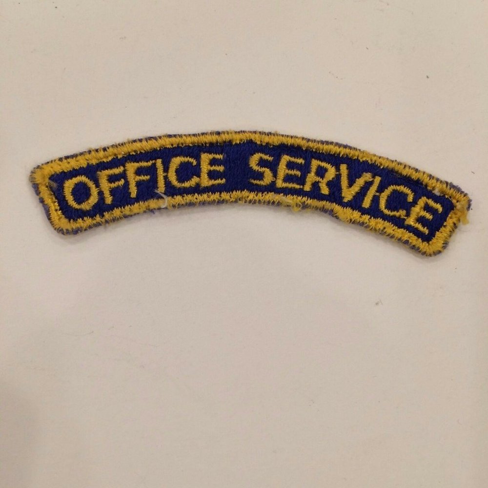 VINTAGE OFFICE SERVICE PATCH BLUE AND YELLOW